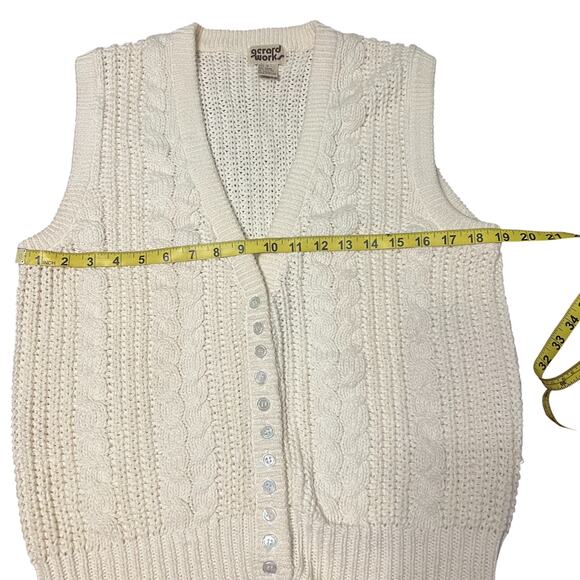 Vintage 80s Gerard Works Cream Button Up Sweater Vest Size Small - Picture 5 of 5
